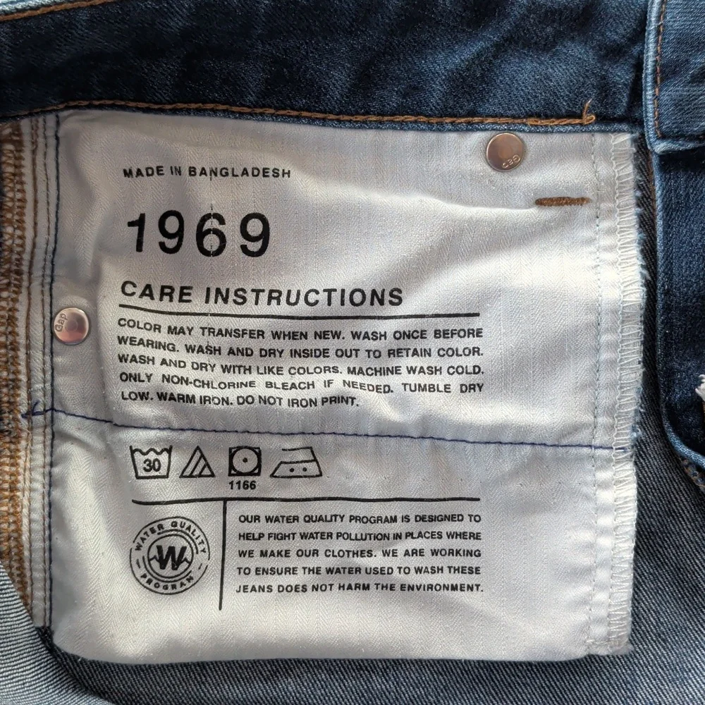 Gap 1969 Real Straight Leg Denim Jeans 28R Dark Wash Blue Pockets - Picture 8 of 16